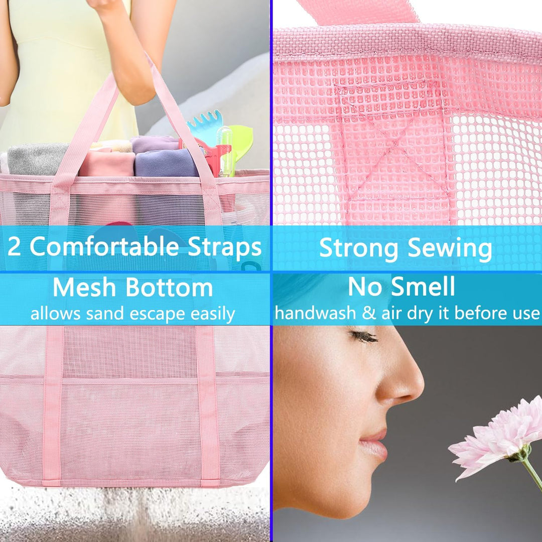 Buy 1, Get 1 FREE – Extra Large Clear Mesh Beach Tote with 8 Pockets – ClearWave