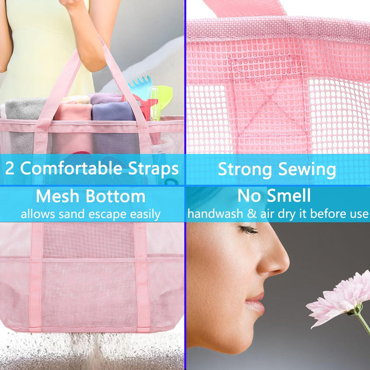 Buy 1, Get 1 FREE – Extra Large Clear Mesh Beach Tote with 8 Pockets – ClearWave