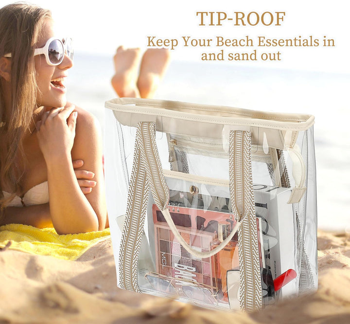 Buy 1, Get 1 FREE – Extra Large Clear Mesh Beach Tote with 8 Pockets – ClearWave
