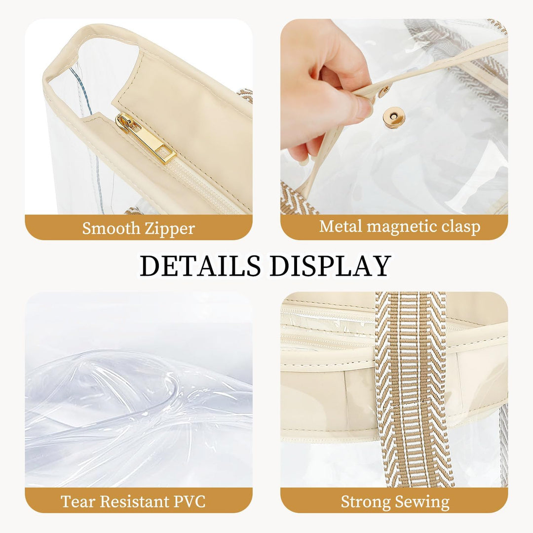 Buy 1, Get 1 FREE – Extra Large Clear Mesh Beach Tote with 8 Pockets – ClearWave