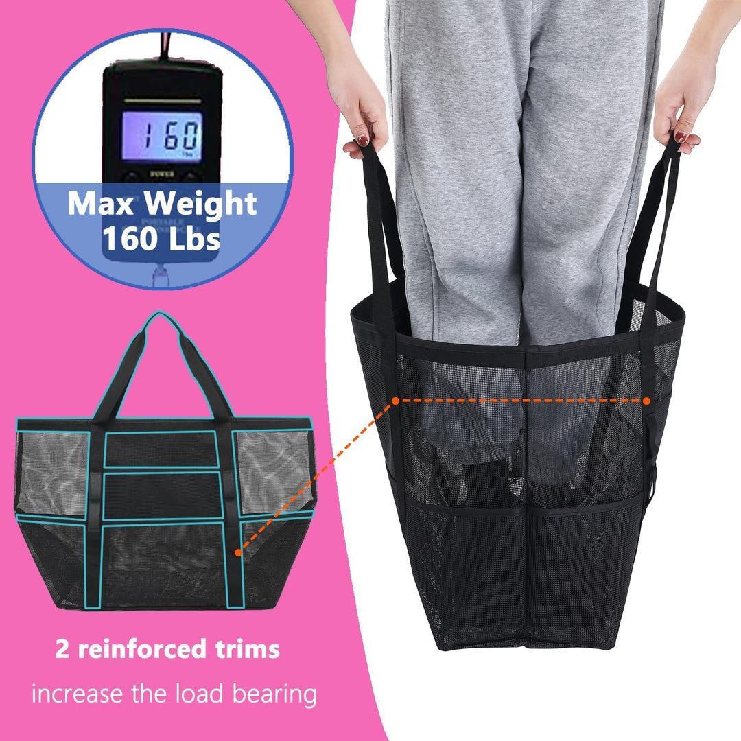 Buy 1, Get 1 FREE – Extra Large Clear Mesh Beach Tote with 8 Pockets – ClearWave