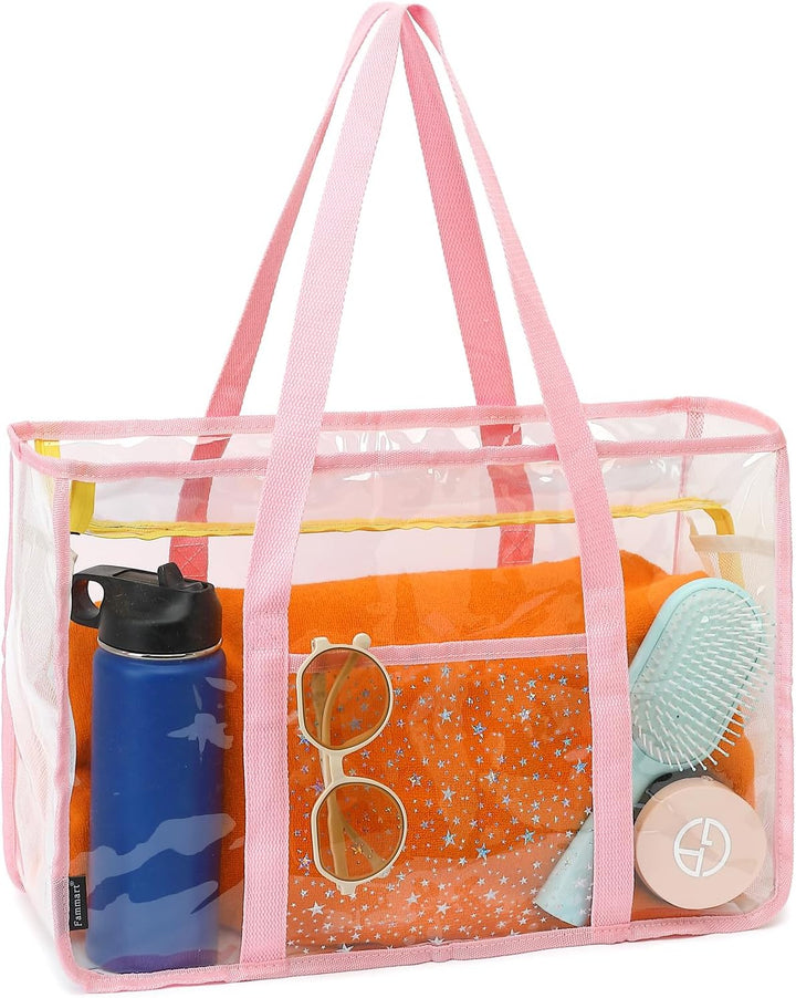 Buy 1, Get 1 FREE – Extra Large Clear Mesh Beach Tote with 8 Pockets – ClearWave
