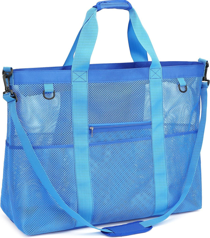 Buy 1, Get 1 FREE – Extra Large Clear Mesh Beach Tote with 8 Pockets – ClearWave