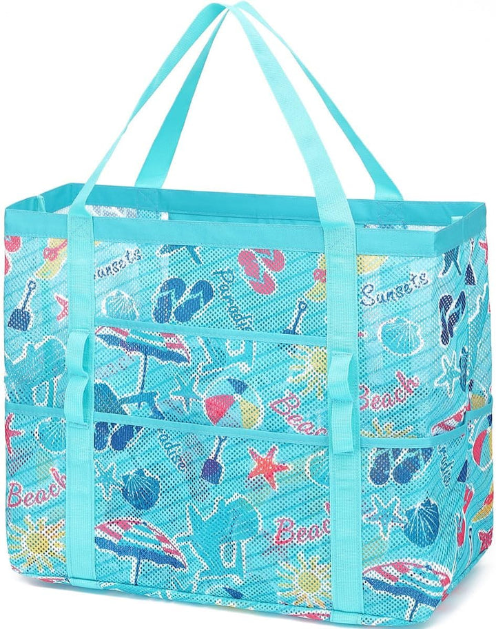 Buy 1, Get 1 FREE – Extra Large Clear Mesh Beach Tote with 8 Pockets – ClearWave
