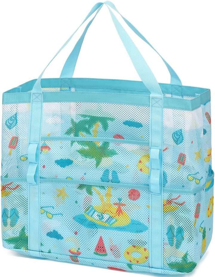 Buy 1, Get 1 FREE – Extra Large Clear Mesh Beach Tote with 8 Pockets – ClearWave