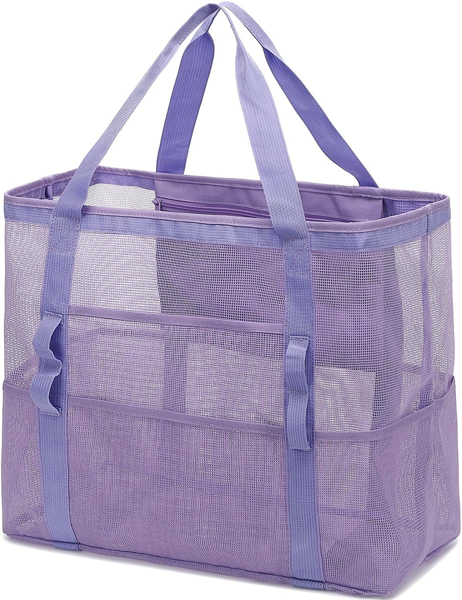 Buy 1, Get 1 FREE – Extra Large Clear Mesh Beach Tote with 8 Pockets – ClearWave