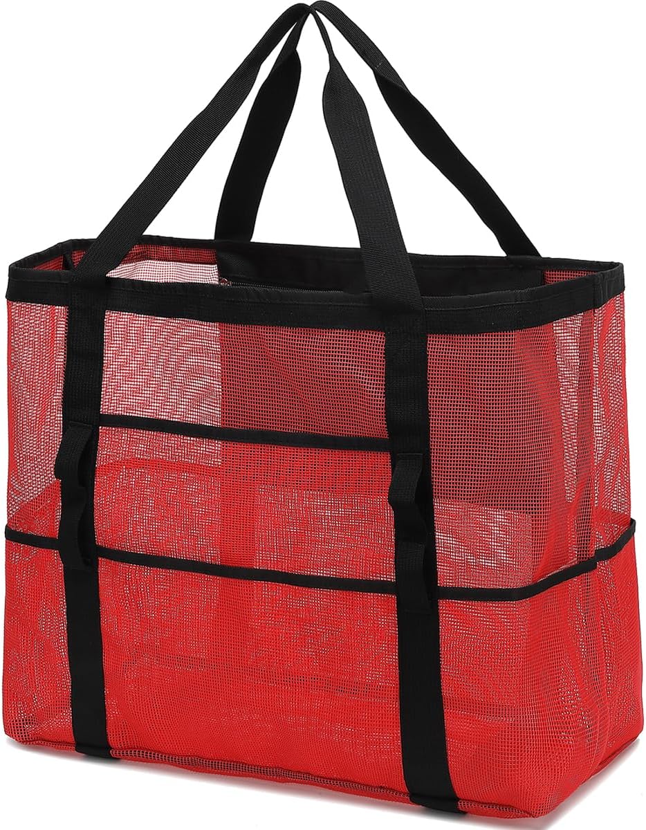 Buy 1, Get 1 FREE – Extra Large Clear Mesh Beach Tote with 8 Pockets – ClearWave