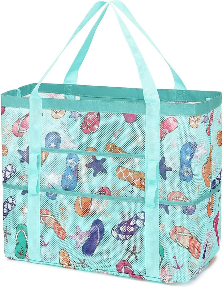 Buy 1, Get 1 FREE – Extra Large Clear Mesh Beach Tote with 8 Pockets – ClearWave