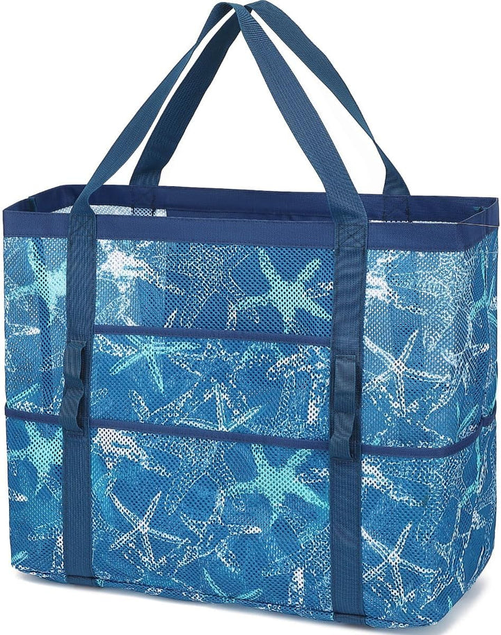 Buy 1, Get 1 FREE – Extra Large Clear Mesh Beach Tote with 8 Pockets – ClearWave