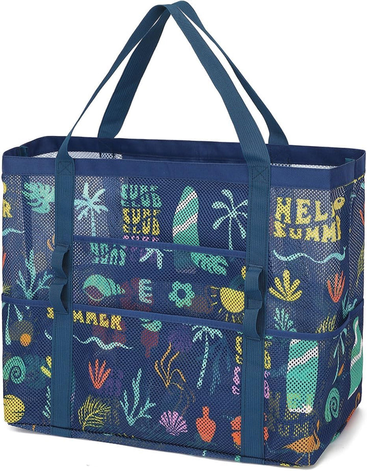 Buy 1, Get 1 FREE – Extra Large Clear Mesh Beach Tote with 8 Pockets – ClearWave
