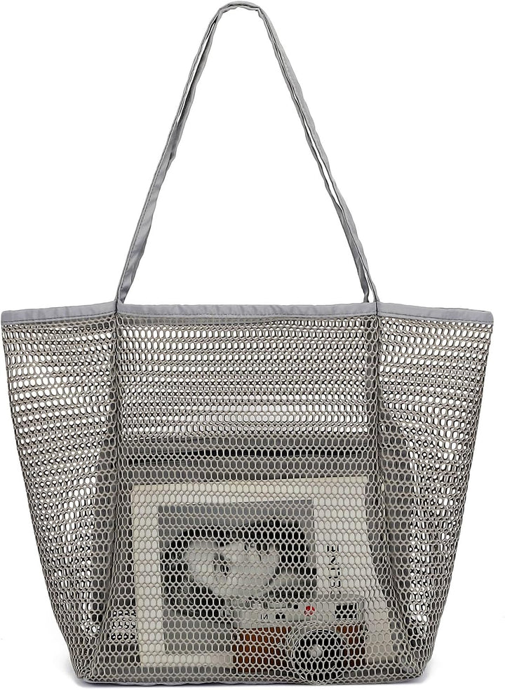 Buy 1, Get 1 FREE – Extra Large Clear Mesh Beach Tote with 8 Pockets – ClearWave