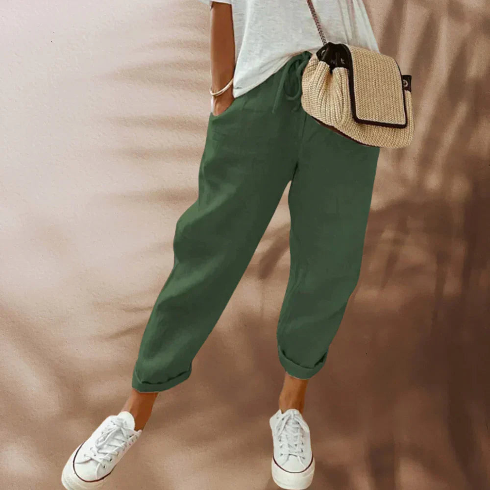 Fashionable and comfortable linen trousers for women - Sophia-Big-XS-Nora Luxe