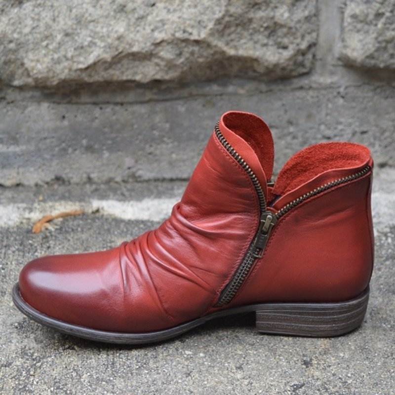 Fashionable Ankle Boots for Cold Days - WinterChic-Red-2.5-Nora Luxe