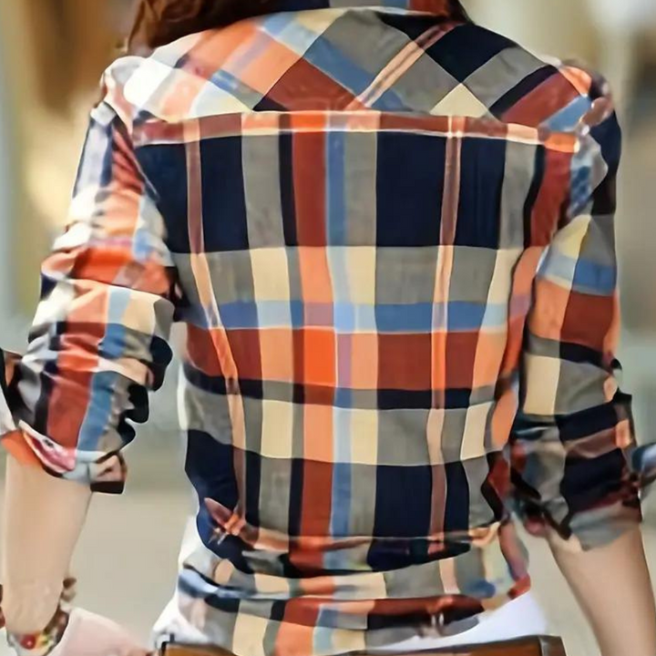 Fashionable Blouse with Check Pattern - Sienna-Green-XS-Nora Luxe