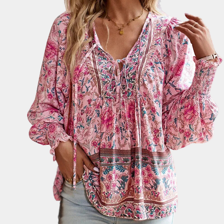 Fashionable Blouse with Floral Print for Women - Valerie-XS-Nora Luxe