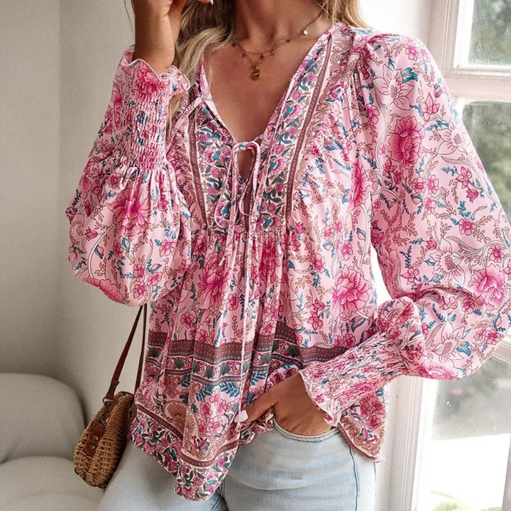 Fashionable Blouse with Floral Print for Women - Valerie-XS-Nora Luxe