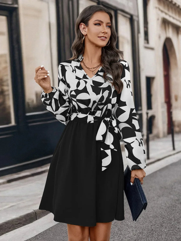 Fashionable Dress with Long Sleeves - Lina-White-S-Nora Luxe