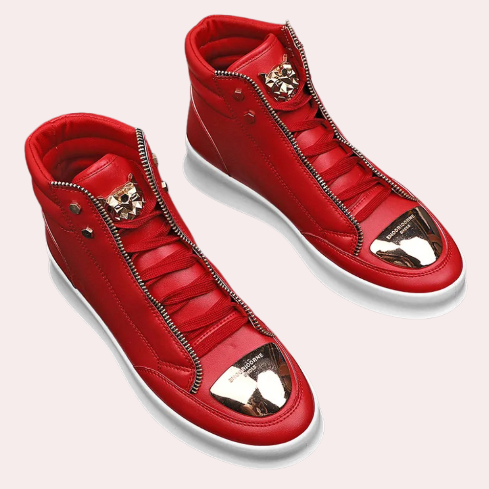 Fashionable High Sneakers for Men - Rafael-Red-6.5-Nora Luxe