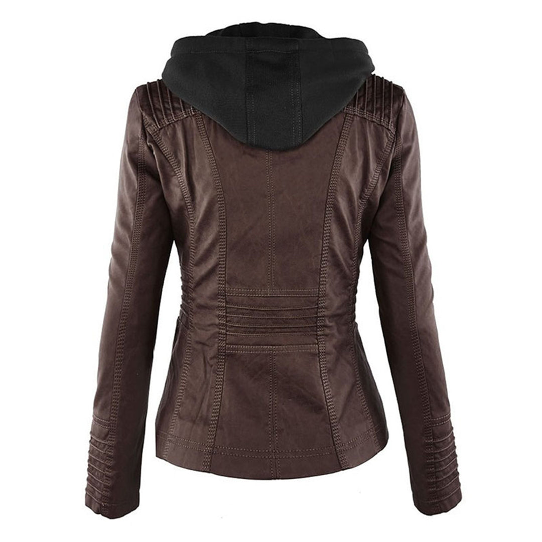 Fashionable Leather Jacket - Zara-Khaki-S-Nora Luxe