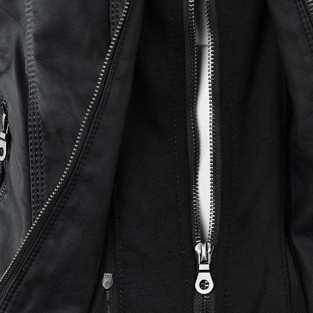 Fashionable Leather Jacket - Zara-Khaki-S-Nora Luxe