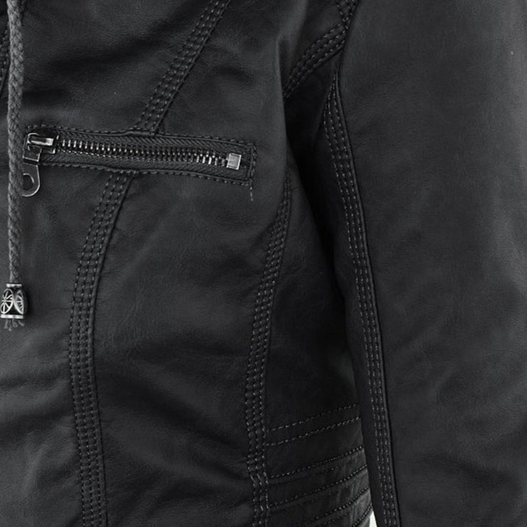 Fashionable Leather Jacket - Zara-Khaki-S-Nora Luxe