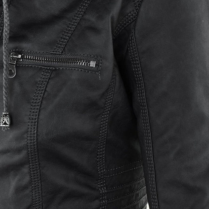Fashionable Leather Jacket - Zara-Khaki-S-Nora Luxe