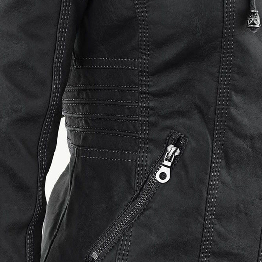 Fashionable Leather Jacket - Zara-Khaki-S-Nora Luxe