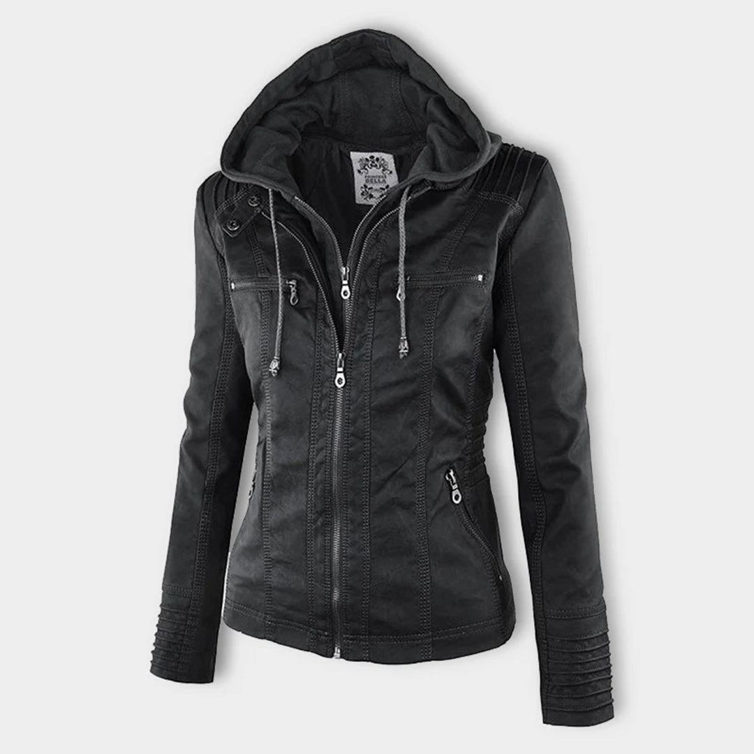 Fashionable Leather Jacket - Zara-Khaki-S-Nora Luxe