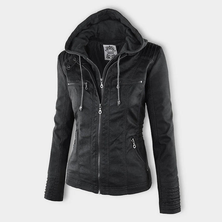 Fashionable Leather Jacket - Zara-Khaki-S-Nora Luxe