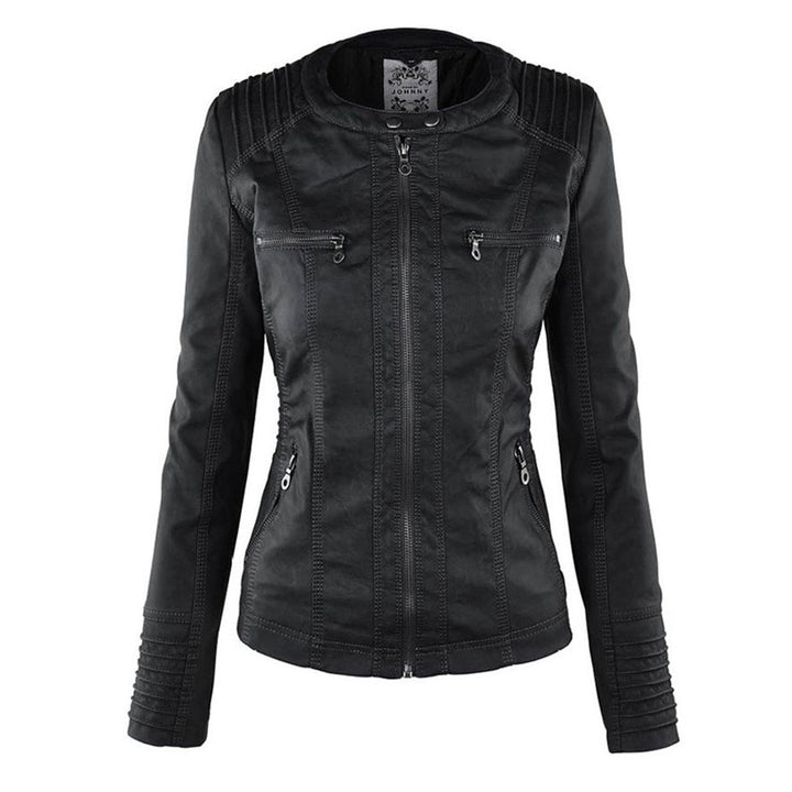 Fashionable Leather Jacket - Zara-Khaki-S-Nora Luxe