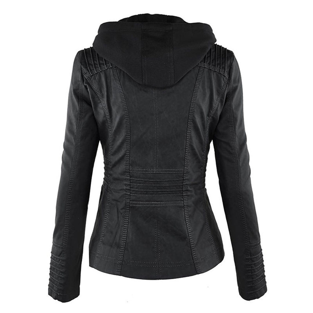 Fashionable Leather Jacket - Zara-Khaki-S-Nora Luxe
