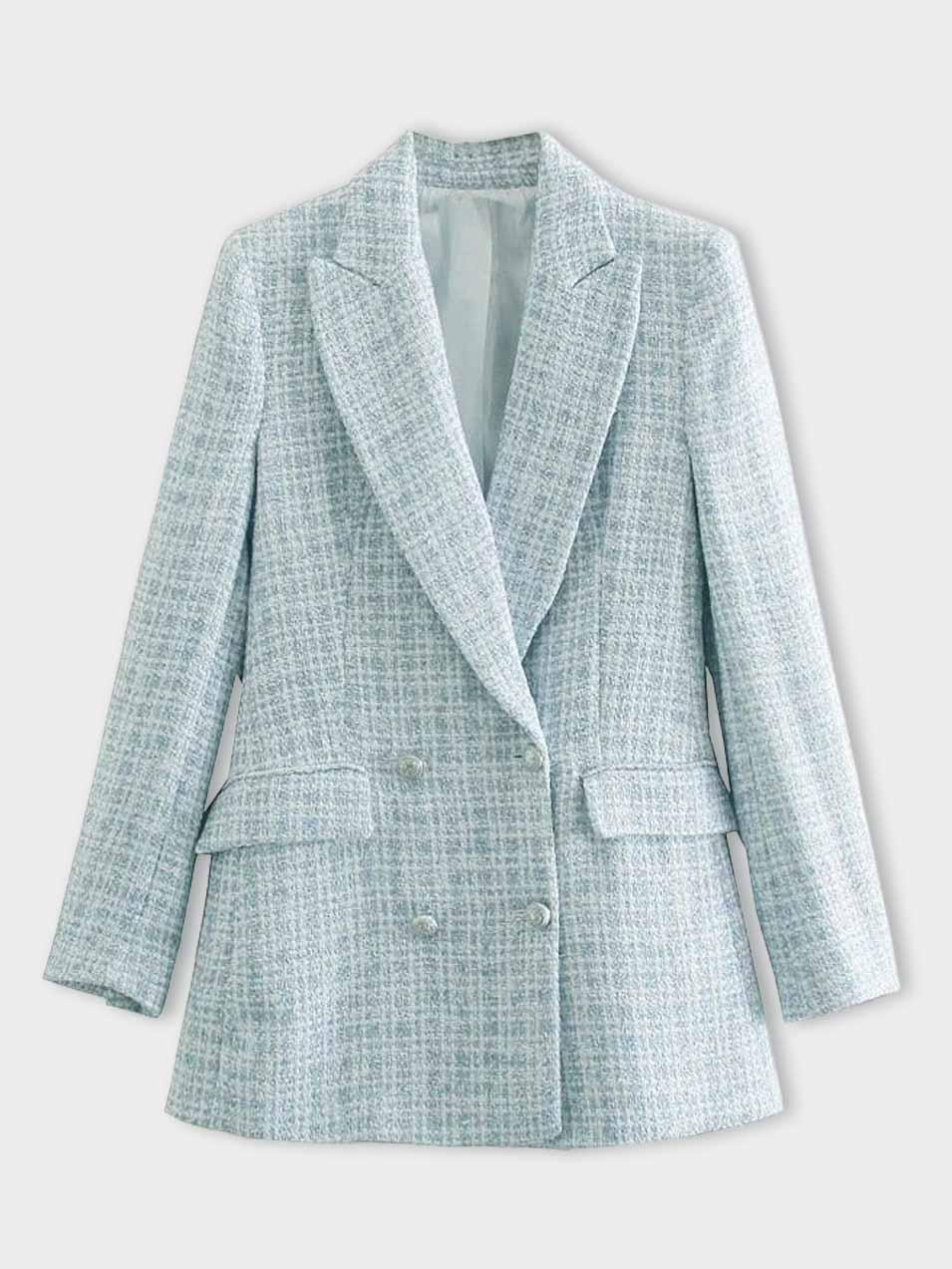 Fashionable Light Blue Women's Blazer - Elena-XS-Nora Luxe