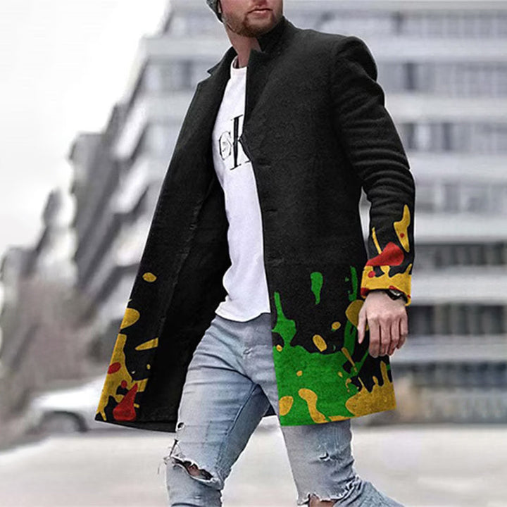 Fashionable Men's Coat with Unique Pattern - Laurent-Green-S-Nora Luxe