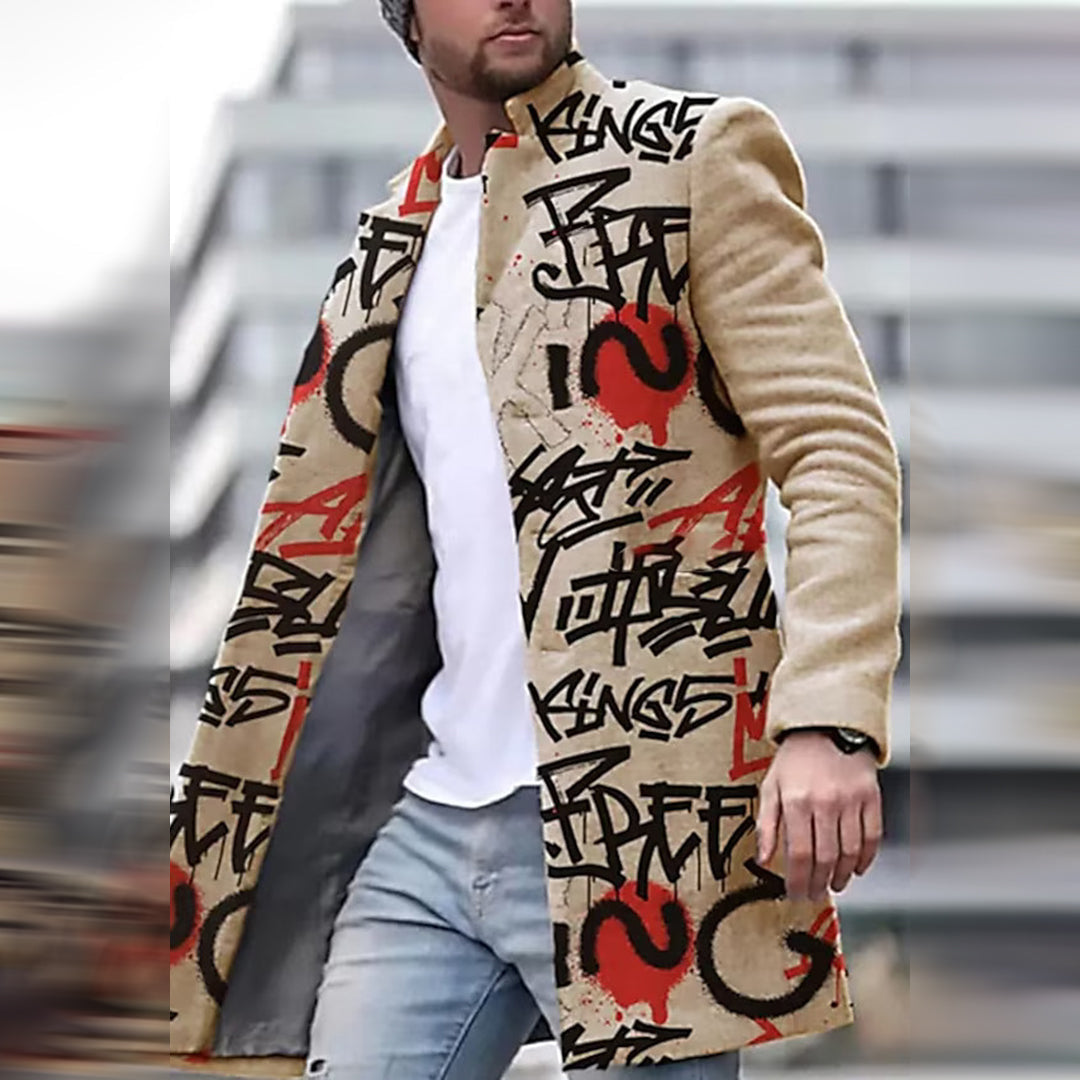 Fashionable Men's Coat with Unique Pattern - Laurent-Red-S-Nora Luxe