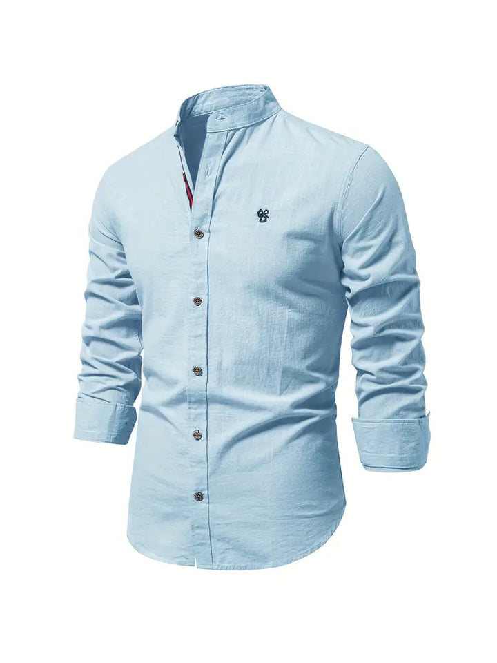 Fashionable men's shirt for spring - Leon-Light blue-XS-Nora Luxe