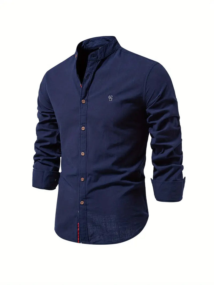 Fashionable men's shirt for spring - Leon-Marine blue-XS-Nora Luxe