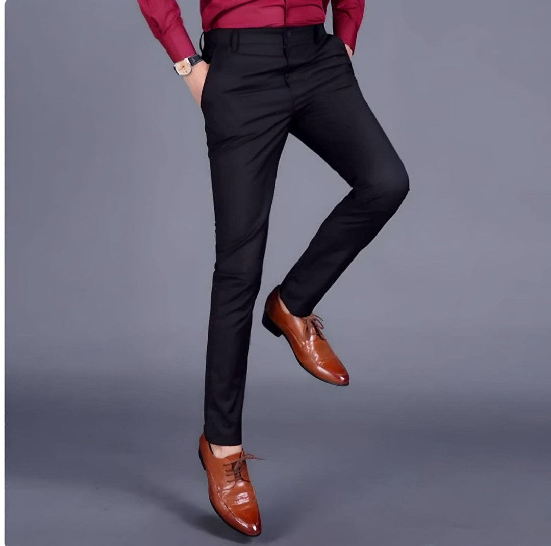 Fashionable Men's Stretch Trousers - Nolan-Black-29-Nora Luxe