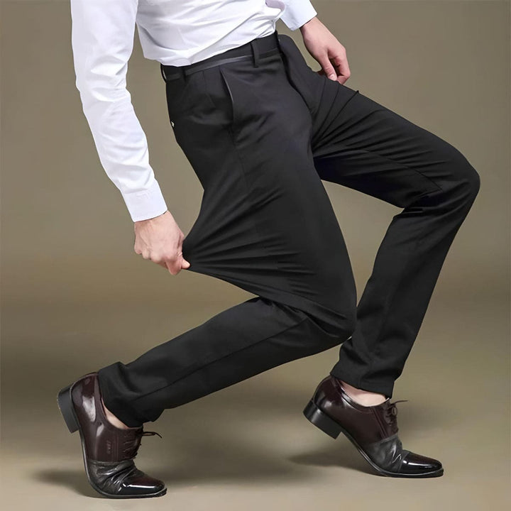 Fashionable Men's Stretch Trousers - Nolan-Black-29-Nora Luxe