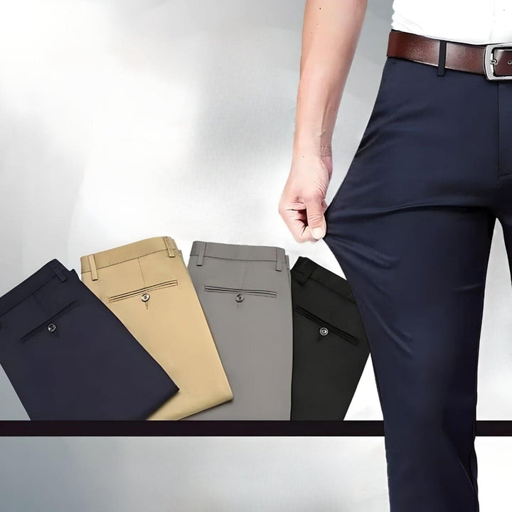 Fashionable Men's Stretch Trousers - Nolan-Black-29-Nora Luxe