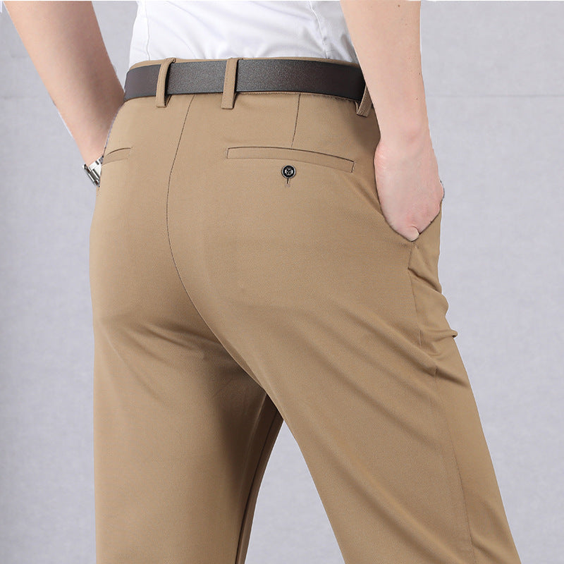 Fashionable Men's Stretch Trousers - Nolan-Khaki-29-Nora Luxe