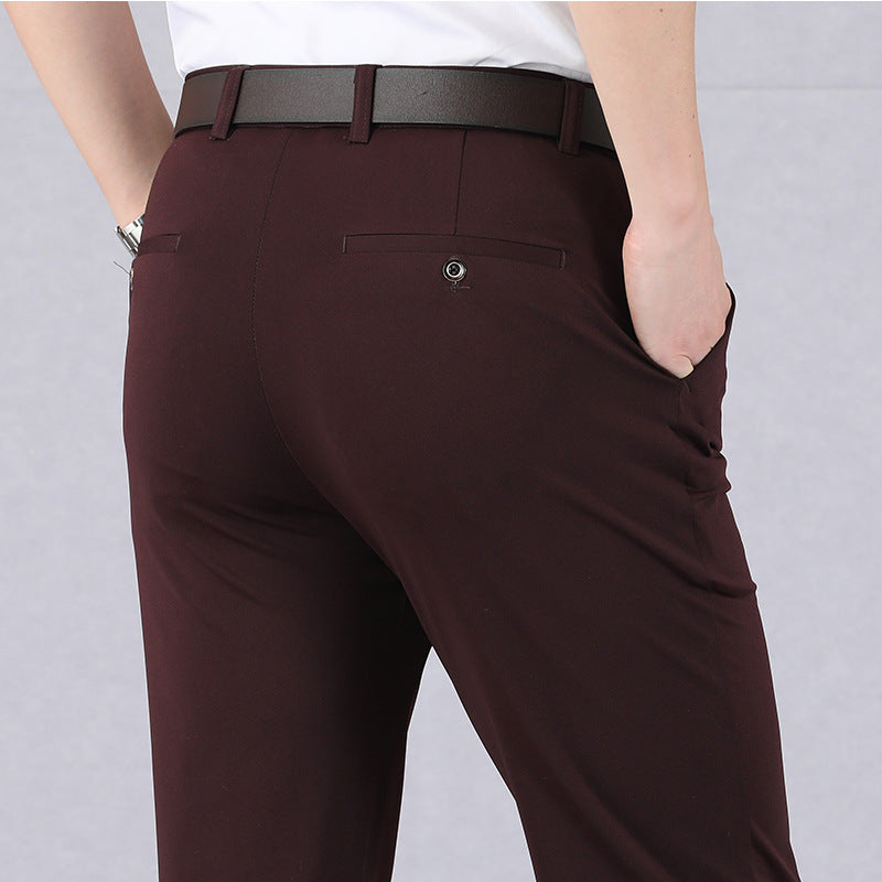 Fashionable Men's Stretch Trousers - Nolan-Red-29-Nora Luxe