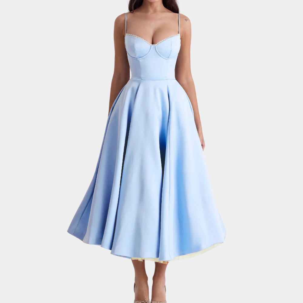 Fashionable Midi Dress - Elena-Blue-2XS-Nora Luxe