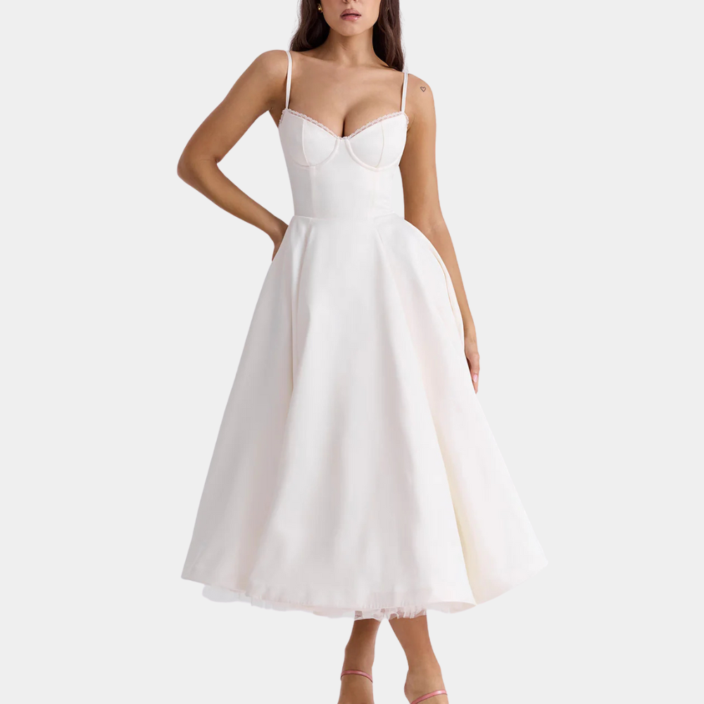 Fashionable Midi Dress - Elena-White-2XS-Nora Luxe