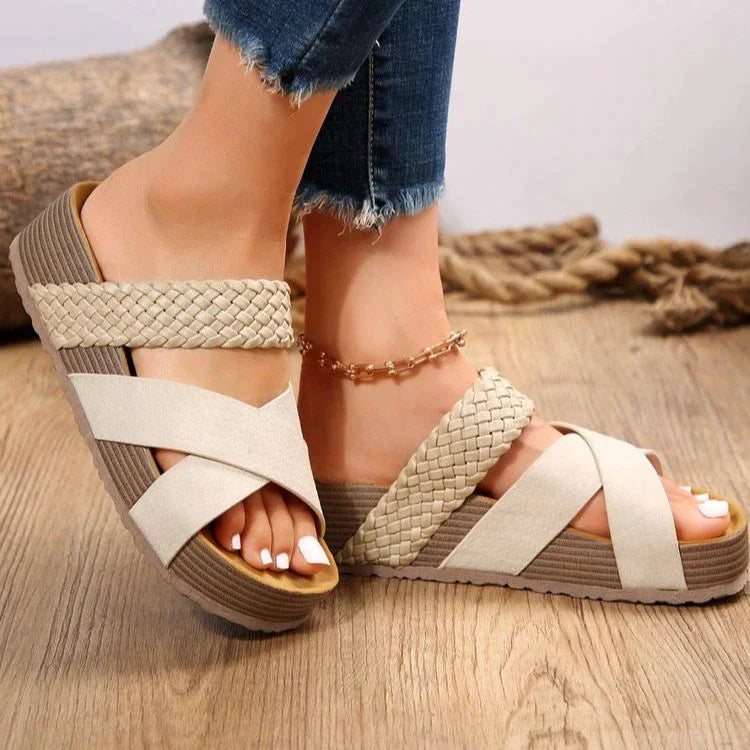 Fashionable Orthopaedic Sandals - Lena-Beige-2.5-Nora Luxe