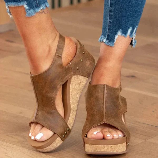 Fashionable Orthopaedic Women's Wedge Sandals - Lara Wegner-Brown-4.5-Nora Luxe