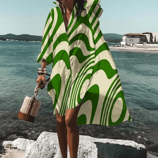 Fashionable Print Midi Dress with Unique Pattern - Mia Belle-Green-S-50% DISCOUNT!-Nora Luxe