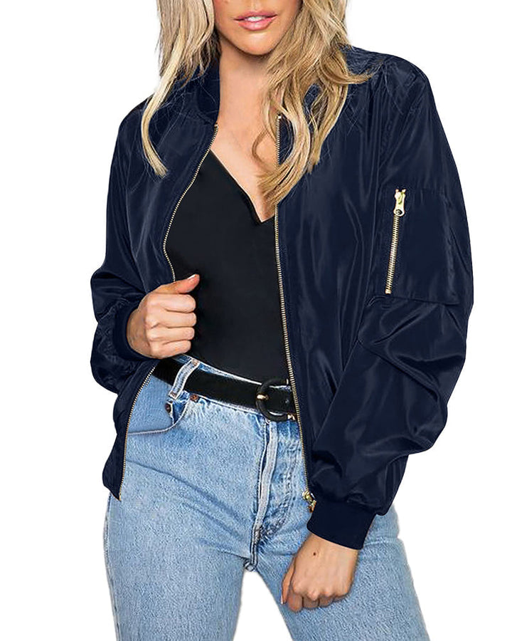 Fashionable Streetwear Bomber Jacket - Daniela-Navy-M-Nora Luxe
