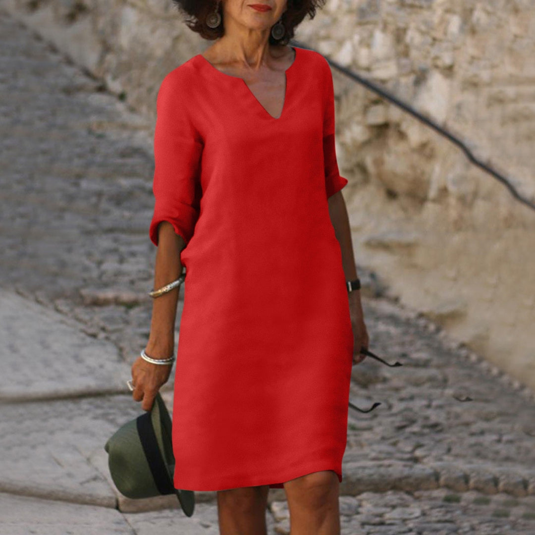 Fashionable Summer Dress - Sofia-Red-S-Nora Luxe