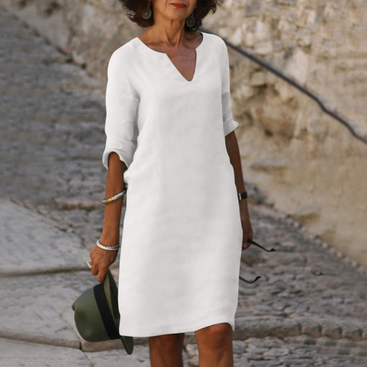 Fashionable Summer Dress - Sofia-White-S-Nora Luxe