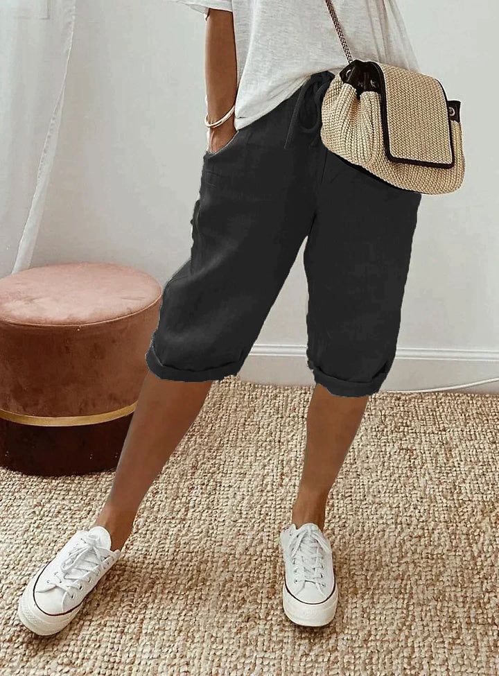 Fashionable summer linen women's trousers - Lina-Black-XS-Nora Luxe